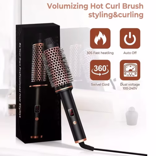 3 In 1 Hair Curler Straightener Professional Heated Brush - Image 2